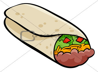 Mexican burrito tortilla cartoon illustration