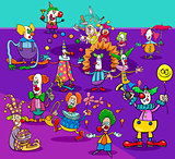 funny circus clowns cartoon characters group