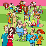 couples in love group cartoon illustration