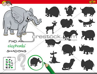 shadows game with elephant characters