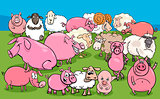 pigs and sheep farm animal characters group
