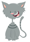 happy gray tabby cat cartoon animal character