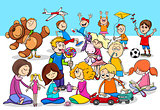playful children cartoon characters group