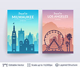 Milwaukee and Los Angeles famous city scapes.
