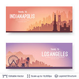 Indianapolis and Los Angeles famous city scapes.