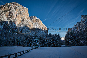 Winter landscape in the valley