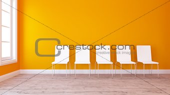 Row of chairs in Empty Room 