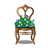 Vintage wooden chair with flowers. Vector illustration.