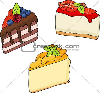 vector illustration of various cakes and pastries