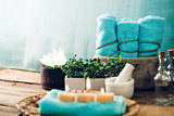 Spa setting in blue