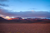 Sunset on altiplano mountains in sud Lipez reserva, Bolivia