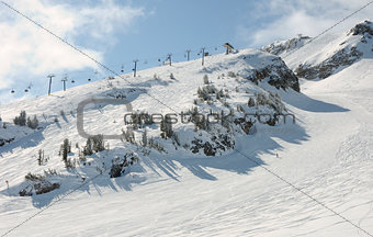 Ski resort lift and slopes