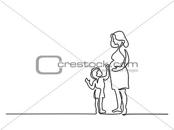 Happy pregnant woman with son
