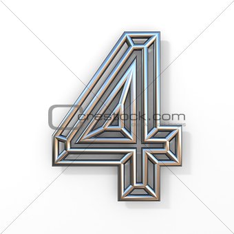 Wire outline font number 4 FOUR 3D