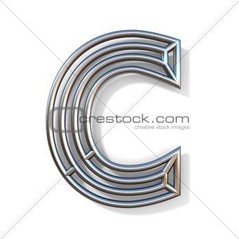 Wire outline font letter C 3D