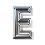 Wire outline font letter E 3D
