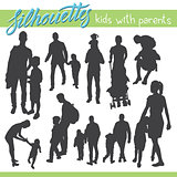 Happy family vector silhouettes