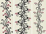 Set of seamless black and red floral patterns. EPS10 vector illustration