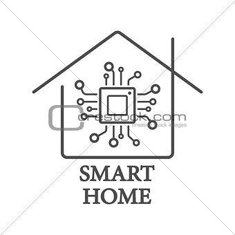 Processor styled smart home logo vector with chip