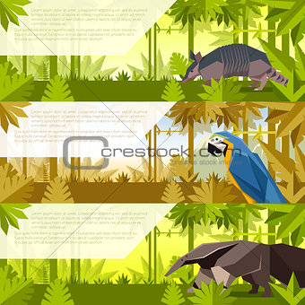 Set of banners with south america animals