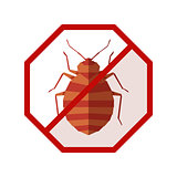 Flat geometric sign with bedbug