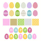 Easter egg and seamless pattern set over white