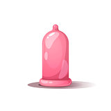 Cartoon condom illustration. Pink sex.