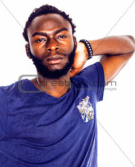 young handsome afro american boy stylish hipster gesturing emoti