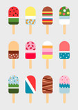 Set of ice cream and popsicles.