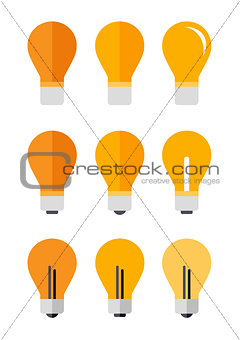 Icons set of nine lamp in a flat style.