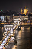 Chain Bridge and St. Stephen's Basilica in Budapest, Hungary at 