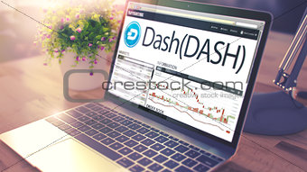The Dynamics of Cost of DASH onLaptop Screen. Cryptocurrency Con