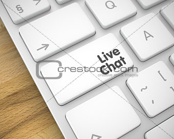 Live Chat - Text on the White Keyboard Keypad. 3D.
