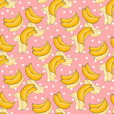 Banana pattern with polka dots. Vector healthy food.