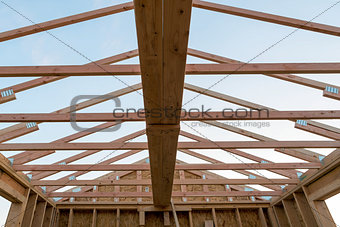 Roof Support Beam in New Home Construction