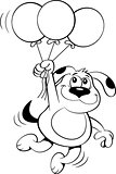 Cartoon Dog Holding Balloons