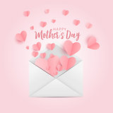 Happy Mother's day greeting card with Paper Origami Hearts background. Vector Illustration