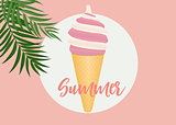 Summer Abstract Poster Background with Ice Cream. Vector Illustr