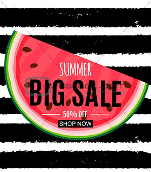 Abstract Summer Sale Background with Watermelon. Vector Illustra