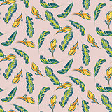 Tropical leaves and flowers seamless vector pattern.