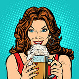 Beautiful woman with a mug of beer