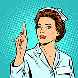 woman nurse attention gesture