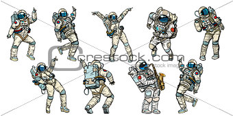 Set of dancing astronauts collection