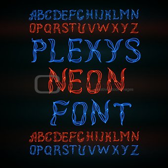 Abstract  red plexus neon font.