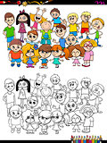 children characters group coloring book