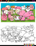 pigs and sheep characters group color book