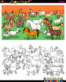 horses and goats characters group color book