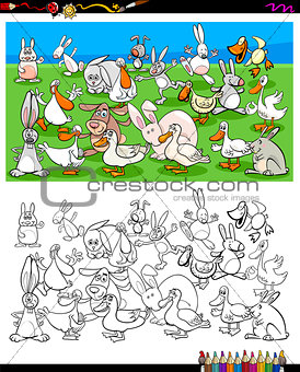ducks and rabbits characters coloring book