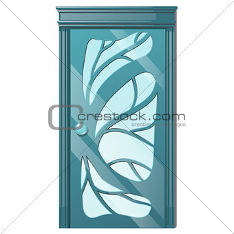 Entrance door with exquisite ornamentation. Vector illustration.