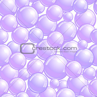 Seamless pattern with soap bubbles, realistic bubbles background, purple blob wallpaper, vector illustration